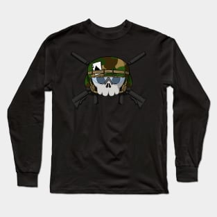 Military crew Jolly Roger pirate flag (no caption) Long Sleeve T-Shirt